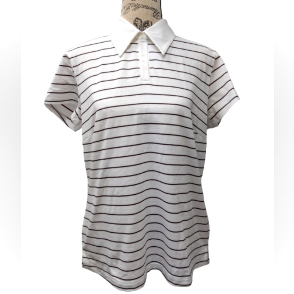 Adidas climacool women's striped golf polo size M